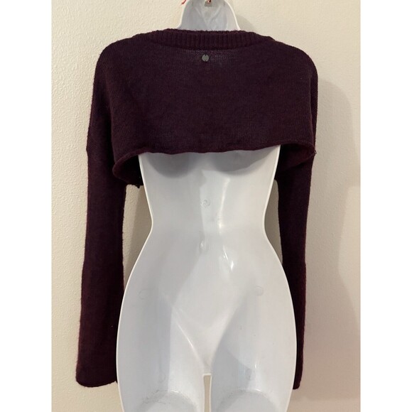 ESPRIT Womens Sweater Ultra Crop Long Flare Sleeve Cashmere Blend Purple M/L - Picture 3 of 7